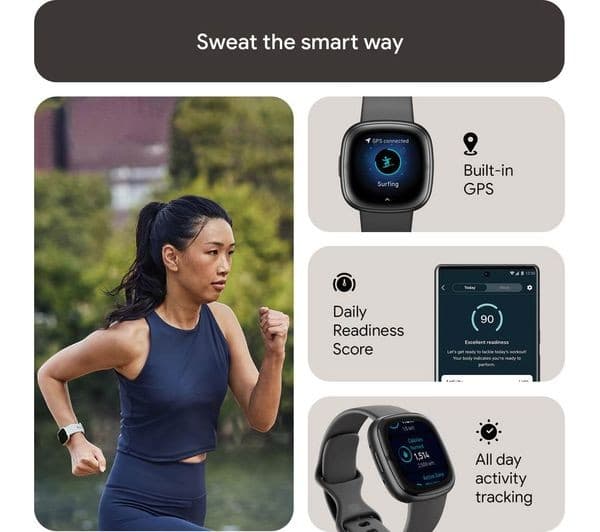 Fitbit Sense 2 Advanced Health & Fitness Smartwatch Built-in GPS ECG SpO2 Stress & Sleep Tracking - Shadow Grey - Image 2