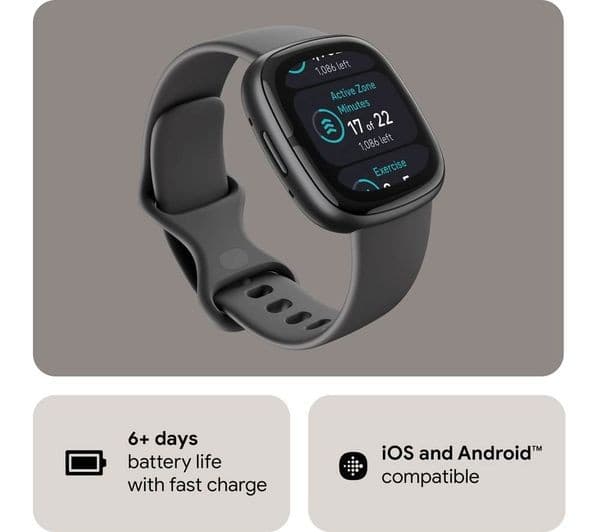 Fitbit Sense 2 Advanced Health & Fitness Smartwatch Built-in GPS ECG SpO2 Stress & Sleep Tracking - Shadow Grey - Image 5