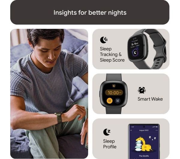 Fitbit Sense 2 Advanced Health & Fitness Smartwatch Built-in GPS ECG SpO2 Stress & Sleep Tracking - Shadow Grey - Image 6