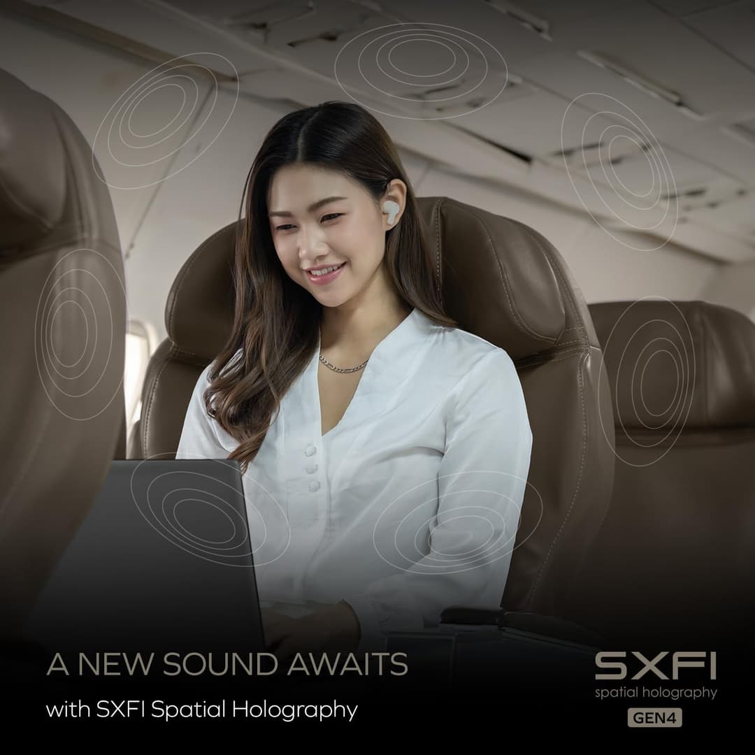 CREATIVE Zen Air SXFI Lightweight True Wireless Sweatproof In-ears with Active Noise Cancellation, Ambient Mode, Bluetooth 5.3, IPX5, Up to 39 Hours Battery Life - Image 4