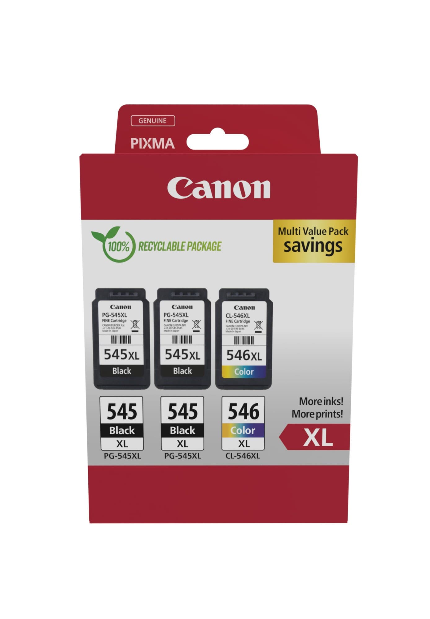 Canon PG-545XL x2 / CL-546XL Original High (XL) Yield Ink Cartridge Multi Pack 3 pc(s) Black, Cyan, Magenta, Yellow (8286B013)