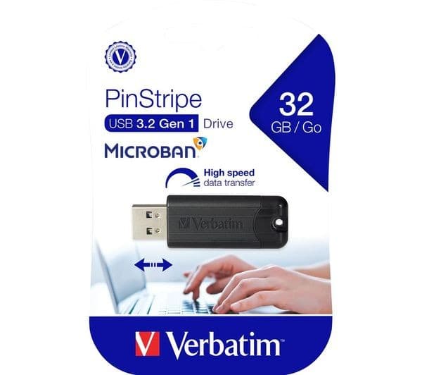 Verbatim PinStripe USB 3.2 Gen 1 Flash Drive 32GB - Black - Image 5