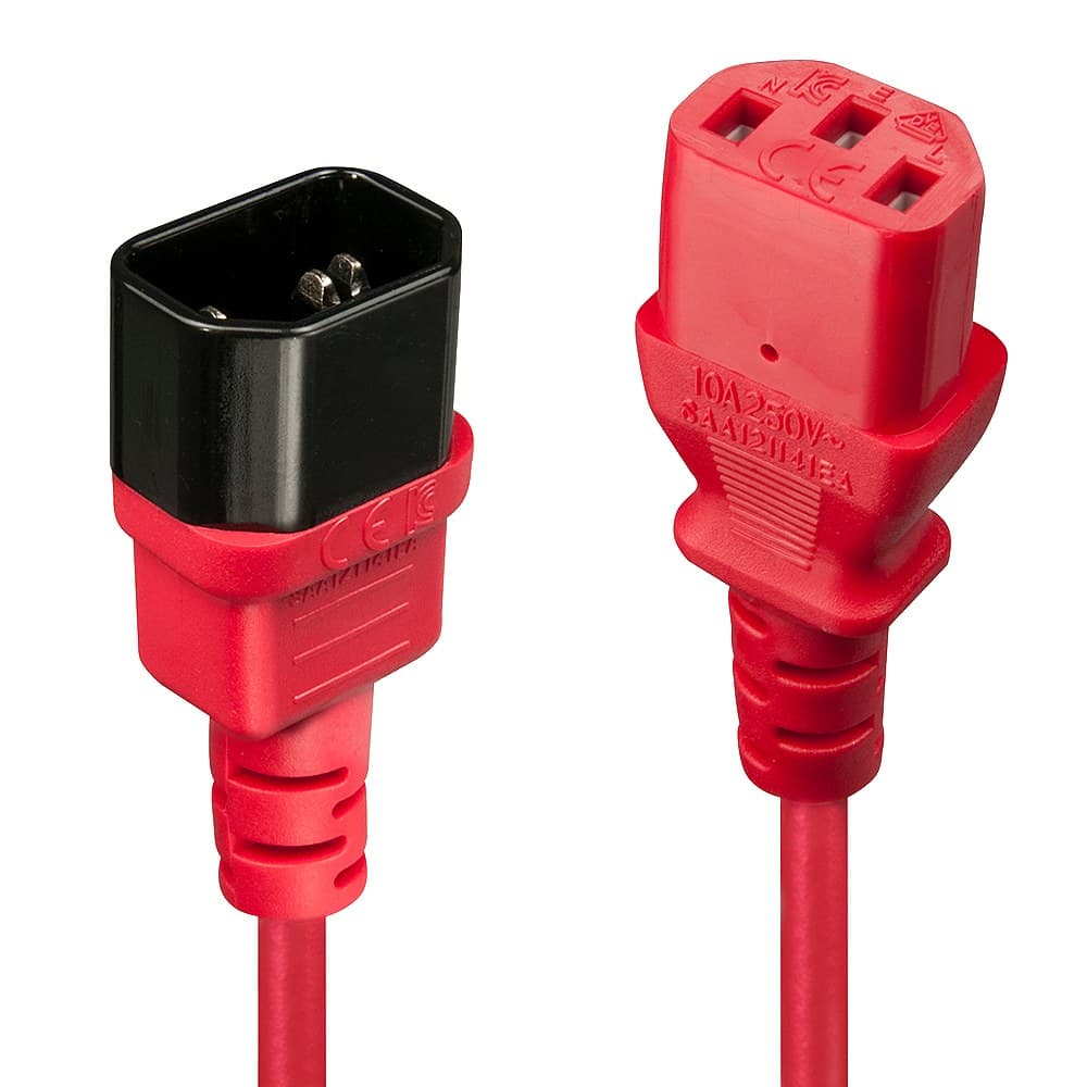 Lindy 2m IEC Extension Cable, Red - Image 1