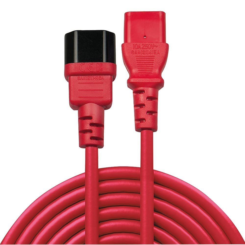 Lindy 2m IEC Extension Cable, Red - Image 2