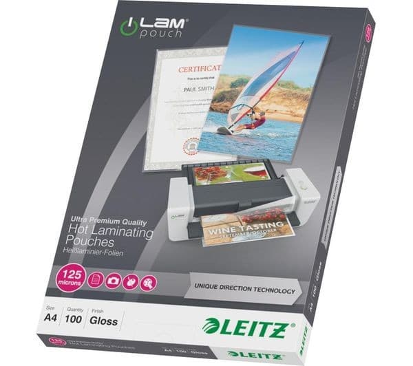 LEITZ iLAM 74810000 125 Micron A4 Laminating Pouches - Pack of 100