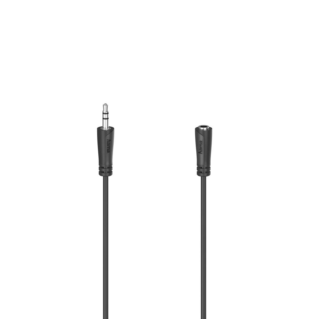 Hama 00205120 3.5mm Jack Audio Extension Cable, Plug to Socket, Stereo, 3 m, Black