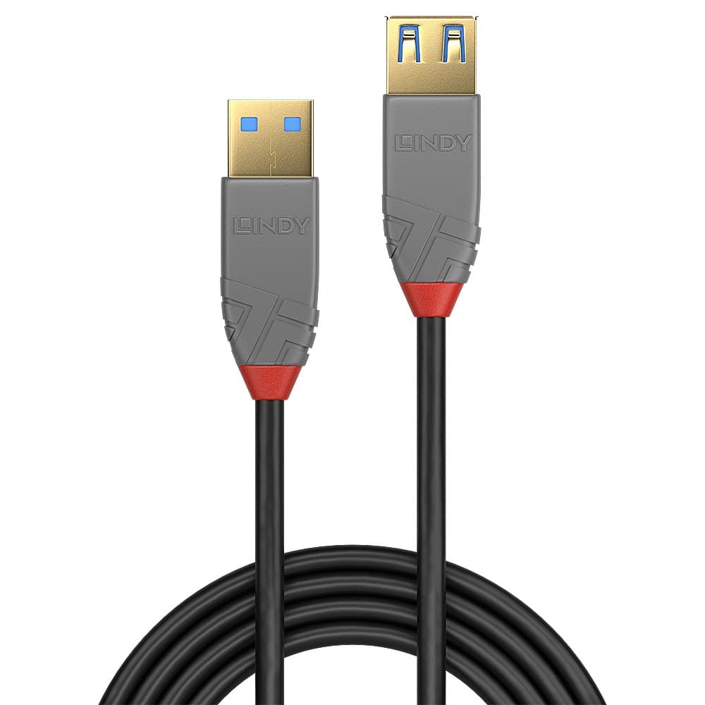 Lindy 3m USB 3.2 Gen 1 Type A Extension Cable, 5Gbps, Anthra Line, Black - Image 2