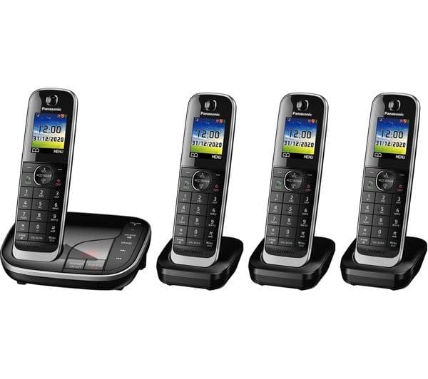 Panasonic KX-TGJ424EB Cordless Phone - Quad Handsets, Black