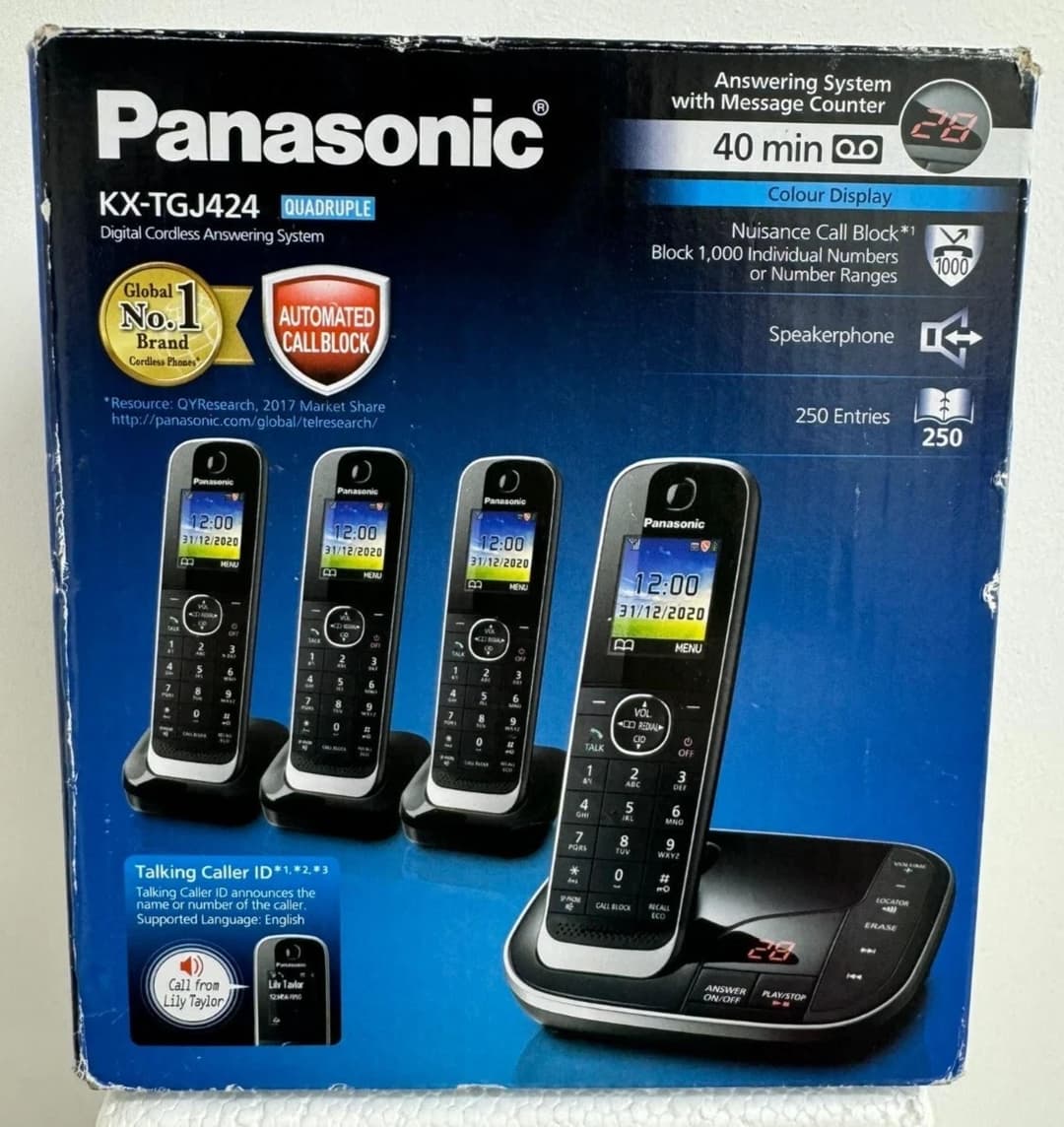 Panasonic KX-TGJ424EB Cordless Phone - Quad Handsets, Black - Image 3