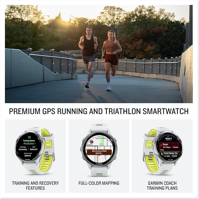 Garmin Forerunner 970 Premium GPS Running and Triathlon Smartwatch Titanium Whitestone Amp Yellow Band - Image 3