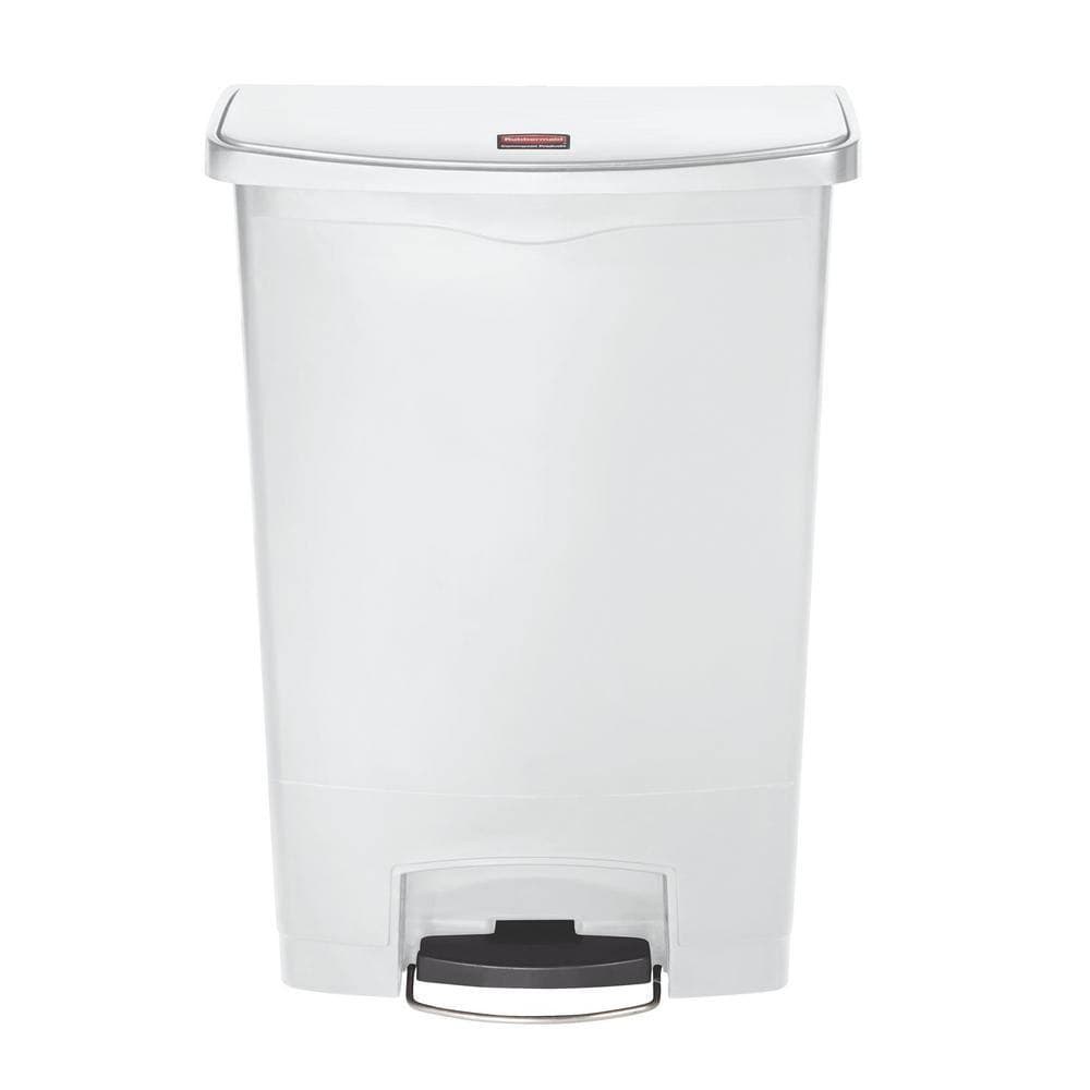 Rubbermaid® Commercial Slim Jim® 1883561 Front Step-On Rectangular Plastic Wastebasket / Pedal Bin, 90 Litres (24 Gallons), White - Image 2