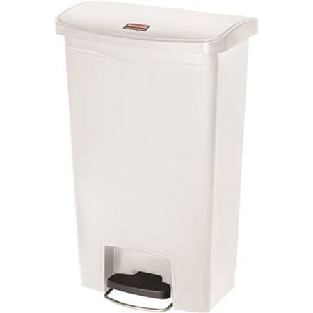 Rubbermaid® Commercial Slim Jim® 1883561 Front Step-On Rectangular Plastic Wastebasket / Pedal Bin, 90 Litres (24 Gallons), White - Image 3