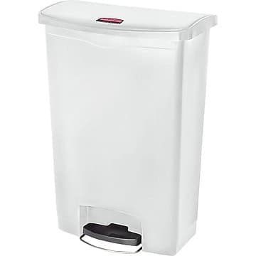 Rubbermaid® Commercial Slim Jim® 1883561 Front Step-On Rectangular Plastic Wastebasket / Pedal Bin, 90 Litres (24 Gallons), White - Image 5