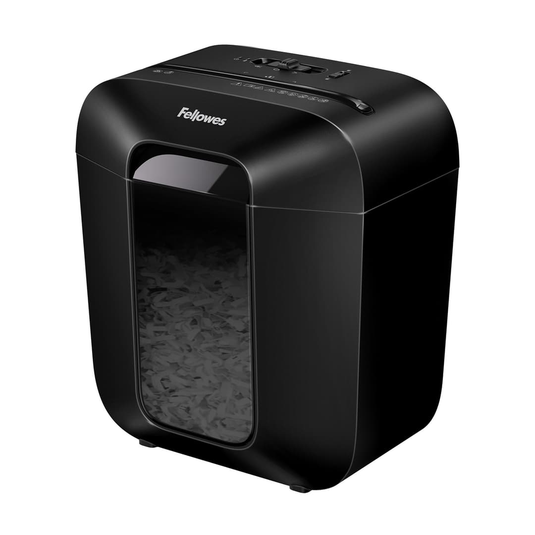 Fellowes LX Series Paper Shredder LX25 6 Sheet Cross Cut Shredder with 11.5 Litre Bin High Security P4 Black - Image 1