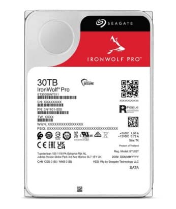 Seagate IronWolf Pro ST30000NT011 30TB NAS Internal Hard Drive 3.5" SATA III 7200 RPM 512 MB Cache CMR