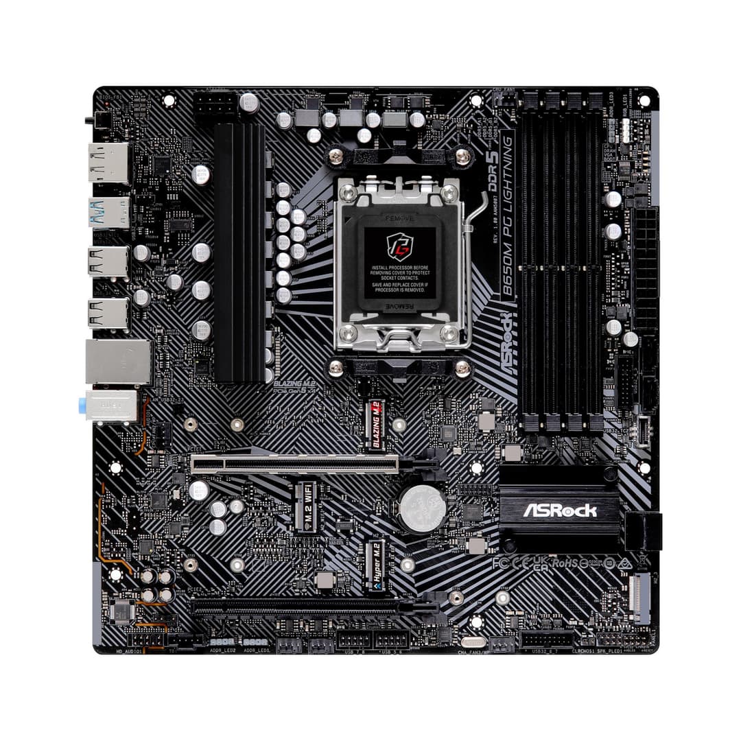 Asrock B650M PG LIGHTNING AMD B650 DDR5 Micro-ATX Socket AM5 Motherboard - Image 2