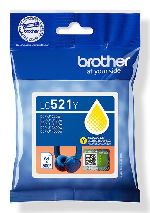 Brother LC521 Genuine Ink Cartridge 500 Pages - Yellow
