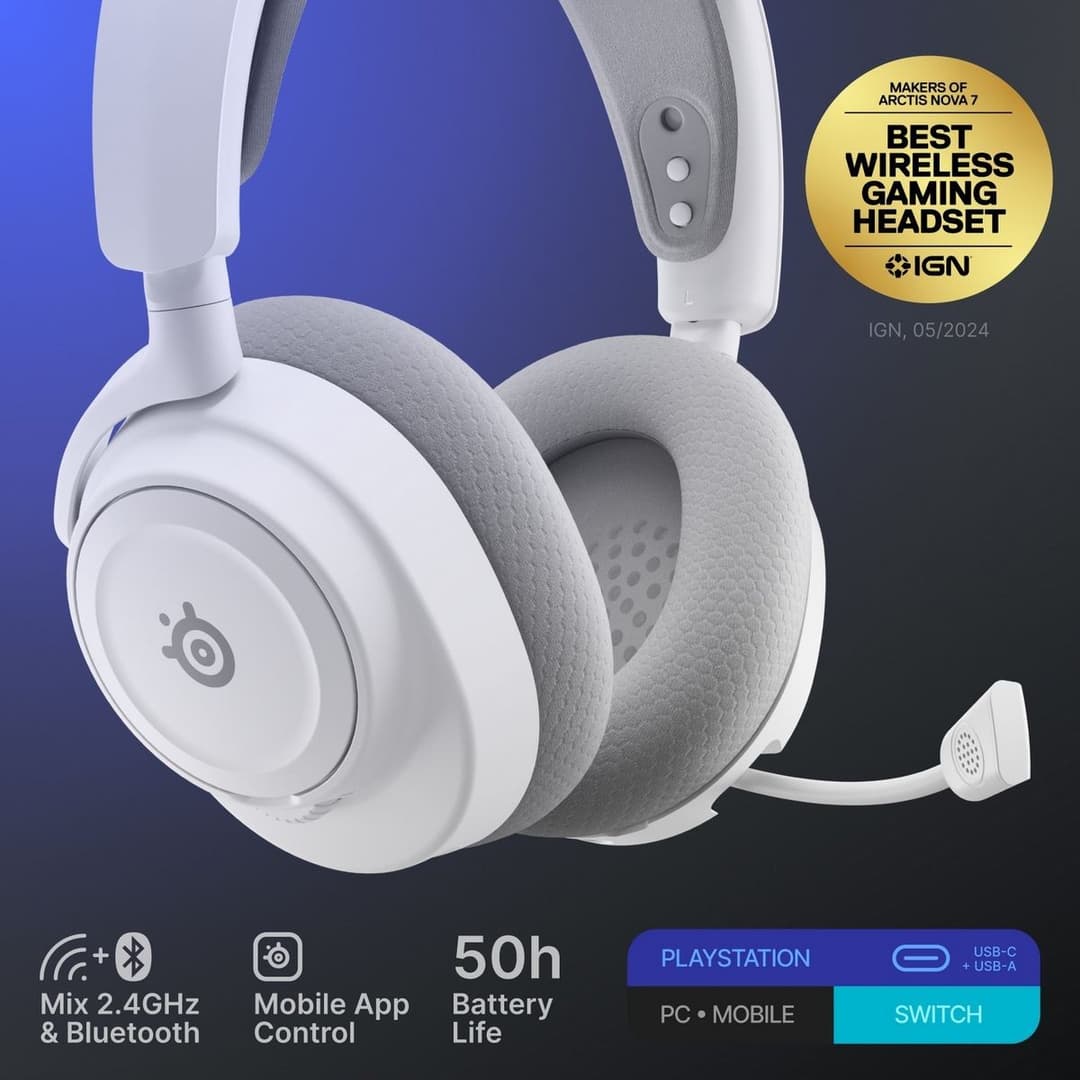 SteelSeries Arctis Nova 7P Wireless Gaming Headset - White - Image 9