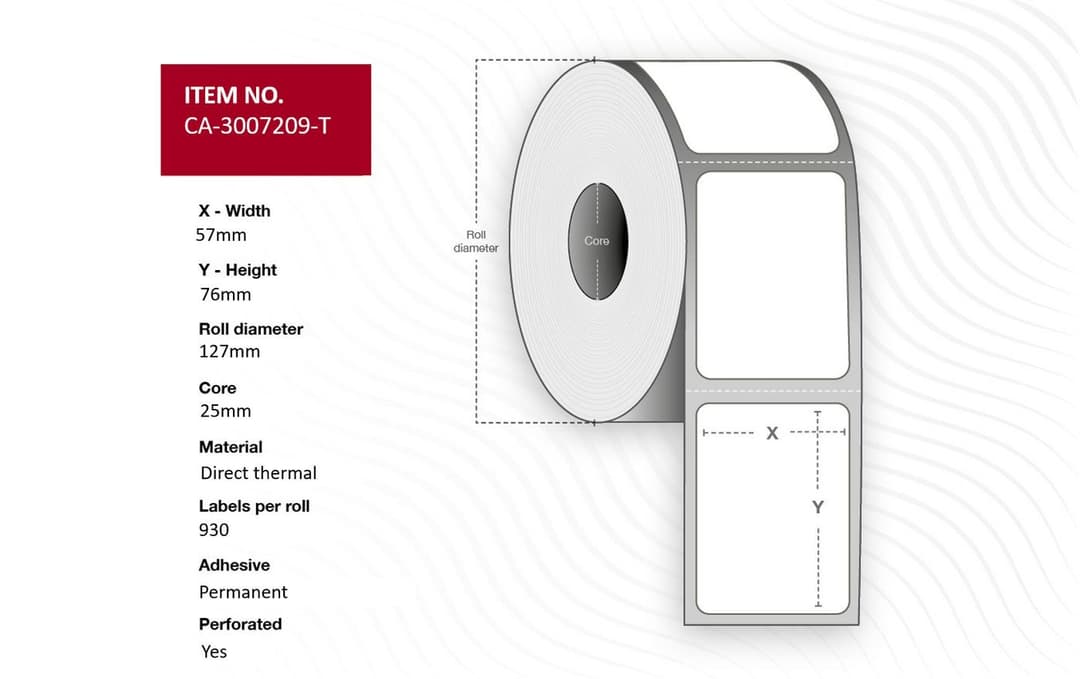 Label 57 x 76mm, Core 25mm, - Image 1