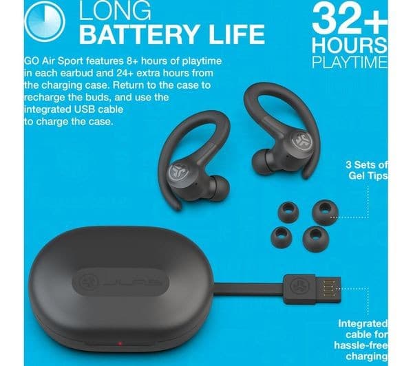 JLab GO Air Sport True Wireless Earbuds - Graphite - Image 4