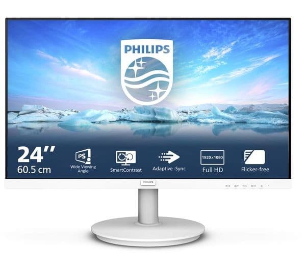 Philips V-line V8AW Full HD IPS 75Hz Monitor White - 24-inch - Image 1
