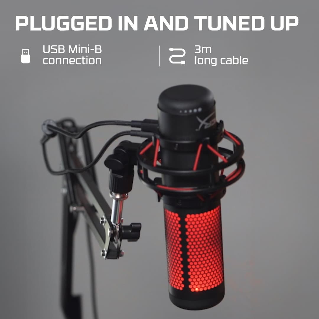 HyperX QuadCast Standalone USB Condenser Microphone with Red LED - Black - Image 2