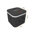 Fellowes Power Cube with 3 Power Socket Extension USB-A & USB-C Ports Black thumbnail 3