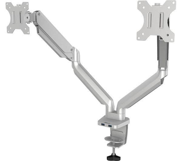 FELLOWES Platinum Series Dual Arm Full Motion 40" Monitor Desk Mount - Silver