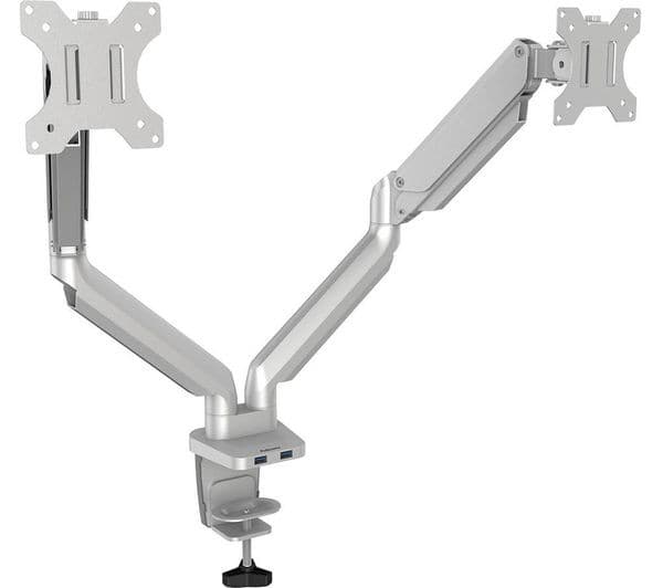 FELLOWES Platinum Series Dual Arm Full Motion 40" Monitor Desk Mount - Silver - Image 4
