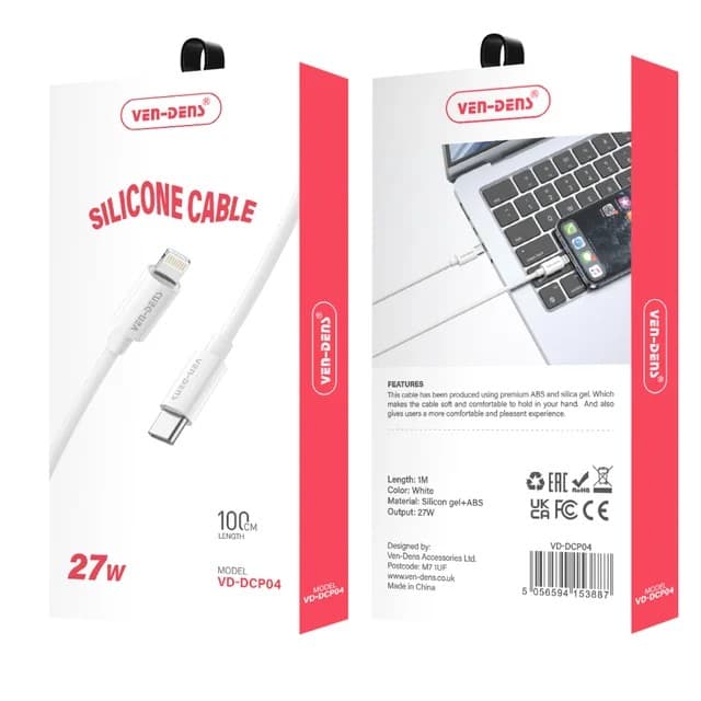 Ven-Dens Silicone USB-C to Lightning Fast Charging Cable Heat-Resistant VD-DCP04 - Image 2