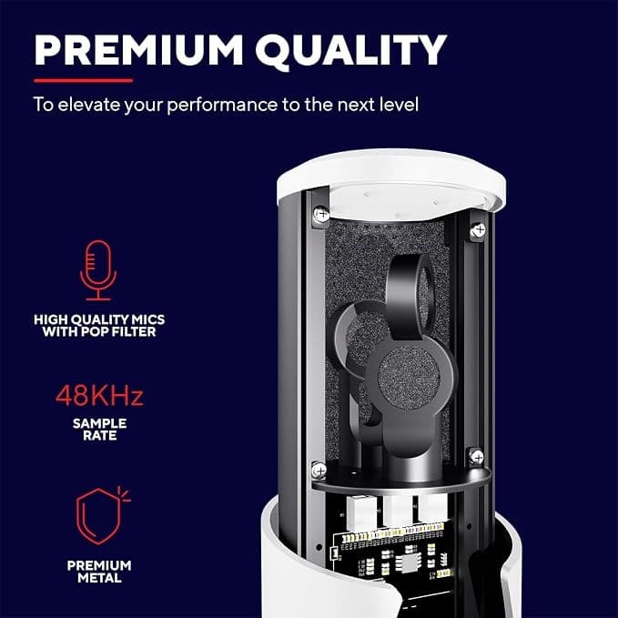 Trust GXT 258 Fyru 4-in-1 Professional USB Streaming Microphone White with LED Lighting - Image 4