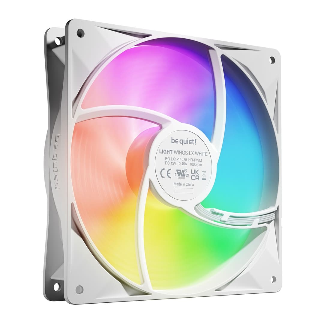 be quiet! Light Wings LX High Speed 140mm ARGB PWM 9 Blades Case Fan - White Triple Pack - Image 4
