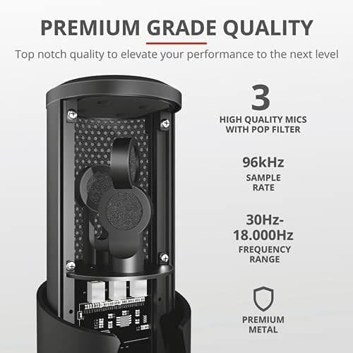 Trust GXT 258 Fyru USB 4-in-1 Streaming Microphone Black - Image 4