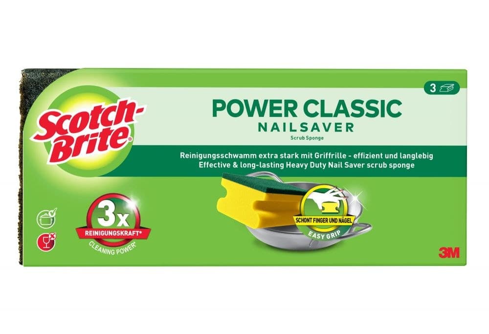 Scotch-Brite Pack of 3 Classic Nail Saver Scrub Sponge