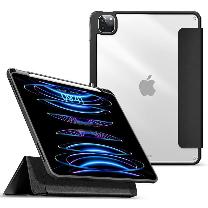 eSTUFF BOSTON Detachable Mirror Pencil Case for iPad Pro 12.9 2022/2021 - Black/Transparent