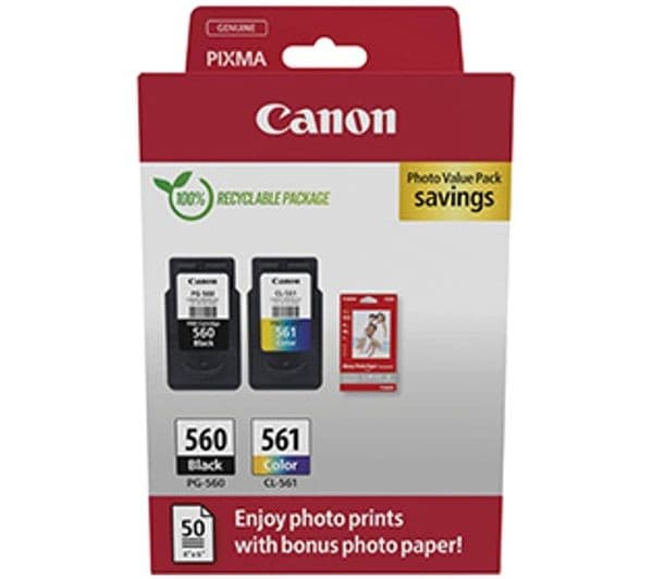 CANON PG-560 & CL-561 Black & Tri-colour Ink Cartridges - Twin Pack - Image 1