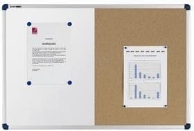Nobo Classic Combi Felt/Steel Noticeboard 90x60cm (900x600mm) Blue Felt & Magnetic Drywipe, Aluminium Frame - Image 1