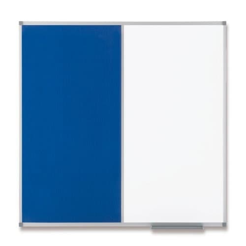 Nobo Classic Combi Felt/Steel Noticeboard 90x60cm (900x600mm) Blue Felt & Magnetic Drywipe, Aluminium Frame - Image 2