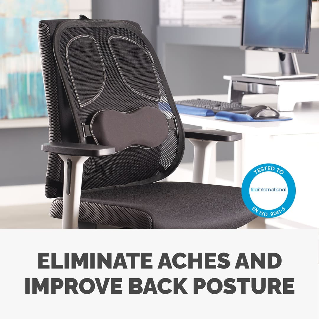 Fellowes Back Support for Office Chair - Professional Series Mesh Office Chair Back Support - Easy To Attach - H19.53 x W30.32 x D36.99cm - Image 2