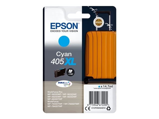 Epson 405XL Suitcase DURABrite Ultra High Capacity Ink Cartridge - Cyan
