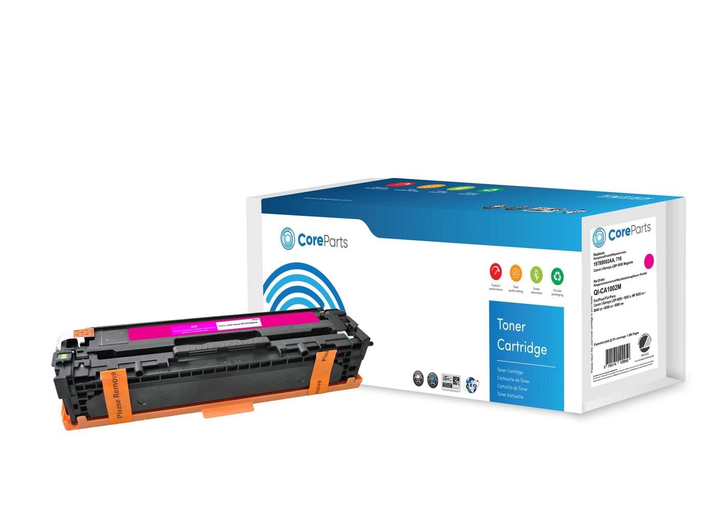 CoreParts Toner Magenta 1978B002AA (QI-CA1002M) Compatible with Canon i-SENSYS LBP-5050/5050n, MF8030Cn/8040Cn/8050Cn/8080Cw, 1,500 Pages