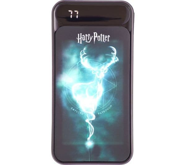 LAZERBUILT Harry Potter 10,000 mAh Light-Up Patronus Portable Power Bank - Black