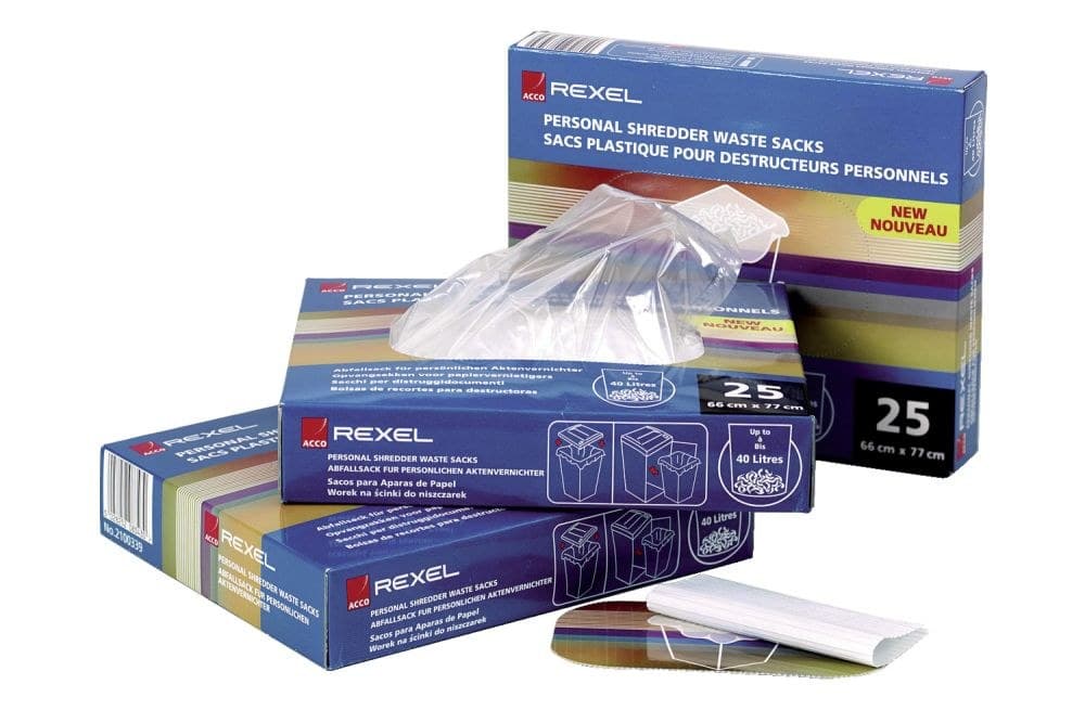 Rexel 40060 40 Litre Small Office Shredder Waste Sacks Pk of 100 - Image 1
