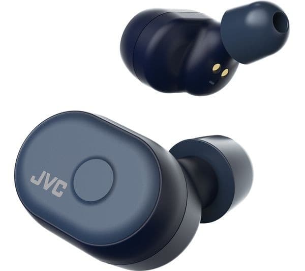 JVC HA-A10T True Wireless Bluetooth Earphones with Memory Foam Earpieces - Blue