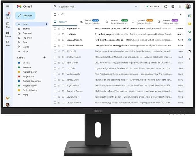 Lenovo ThinkVision E27-40 27-inch Full HD IPS Monitor VGA HDMI DisplayPort - Black - Image 1