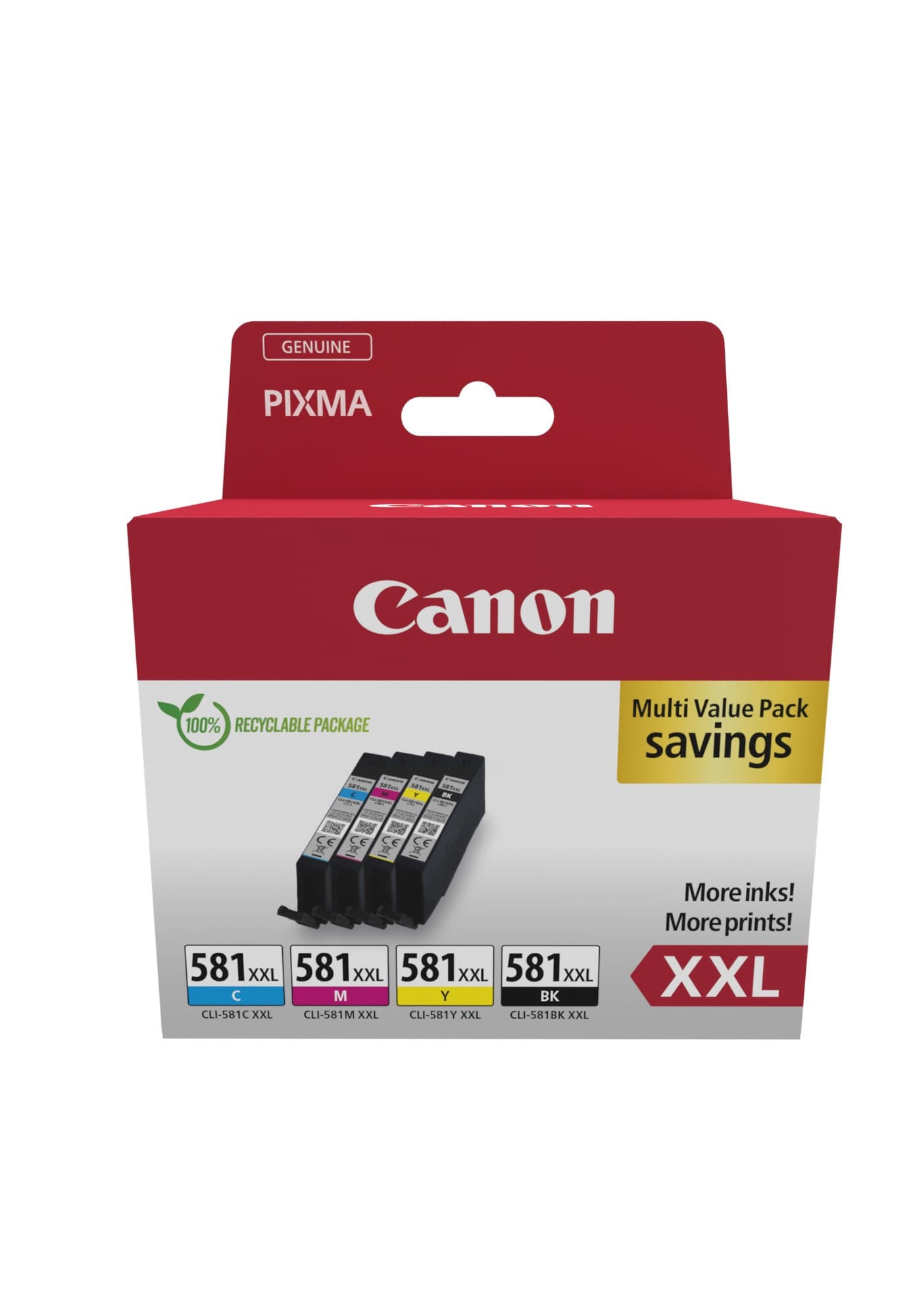 Canon CLI-581XXL High Yield Original Ink Cartridge Multipack 1998C007 - 4 pc(s) Black, Cyan, Magenta, Yellow