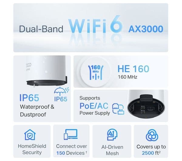 TP-Link Deco X50-Outdoor AX3000 Outdoor/Indoor Whole Home Mesh Wi-Fi 6 System, IP65 PoE - Single Unit - Image 10