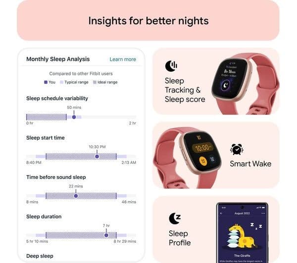 Fitbit Versa 4 Smartwatch Pink Sand - Image 2