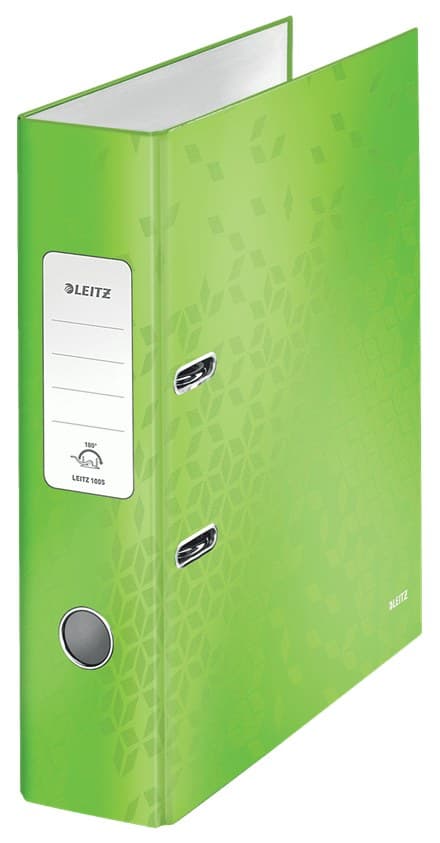 Leitz WOW Lever Arch File 180° A4 80mm Laminated Paper-on-Board (POB) Green