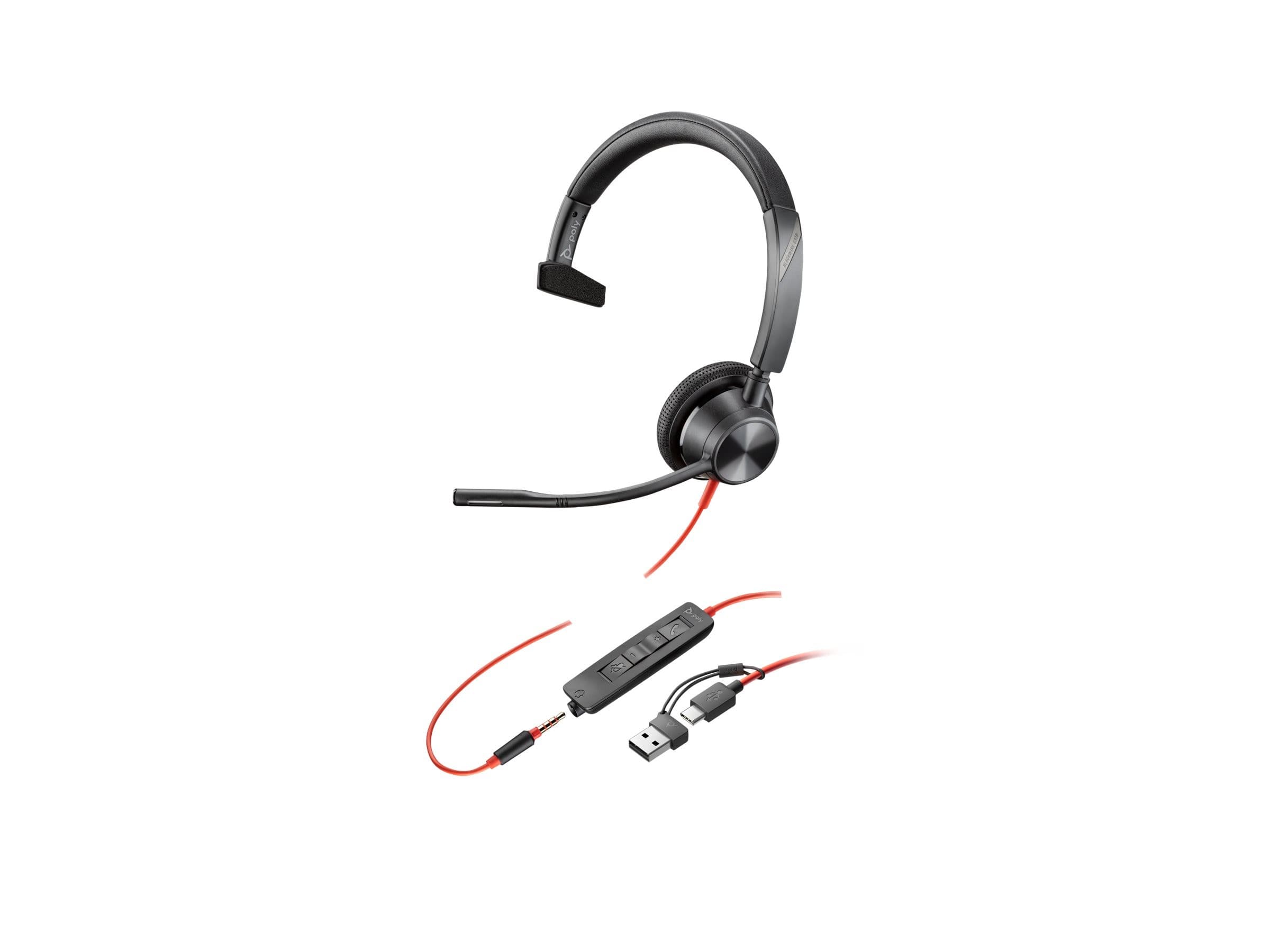 HP Poly Blackwire 3315 - headset - 3.5 mm jack, USB-C